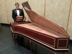 Next to harpsichord after concert with Santa Barbara Chamber Orchestra, November 27, 2012.