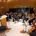 Conducting a string section at Capitol Studios.